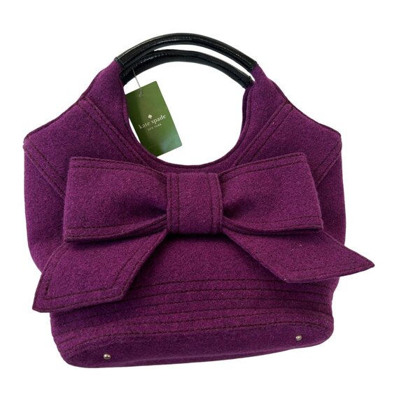 NWT Kate Spade New York Walker Park Purple Felt Thick Bow Bag - Picture 1 of 12